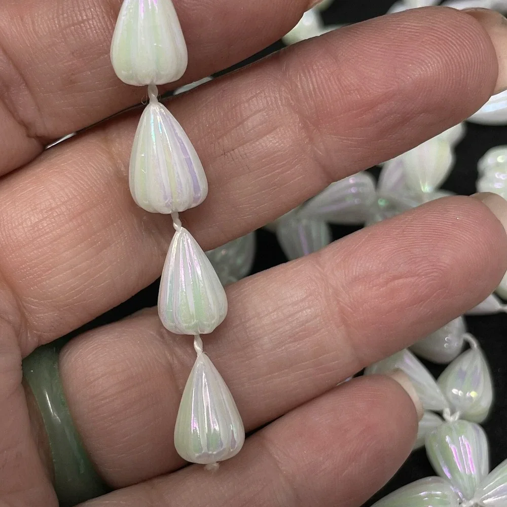 Vintage Teardrop‎ Shape Plastic Iridescent Bead Garland Christmas Decor 728 inch